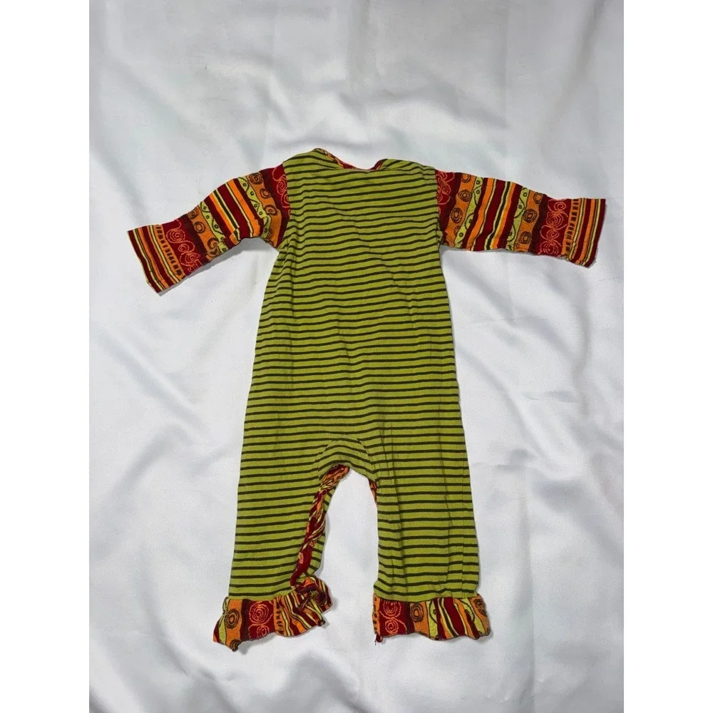 Zaza Couture Baby Girls Green Striped Heart Boho Romper One Piece 18 Months‎
